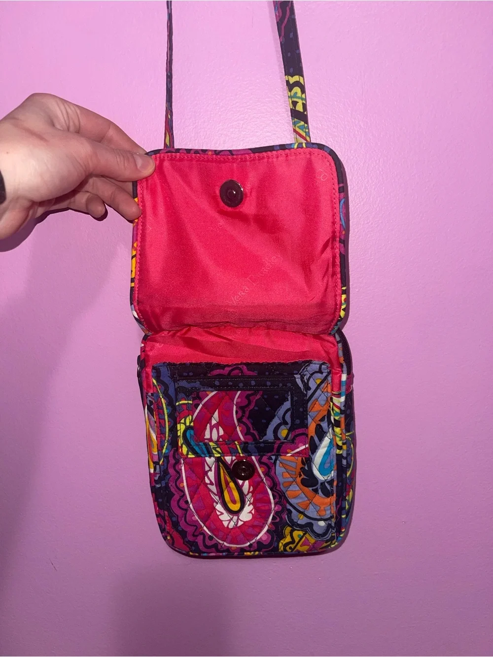 Vera Bradley Mini Hipster Crossbody Bag Twilight Paisley Black Multicolour - Picture 8 of 11